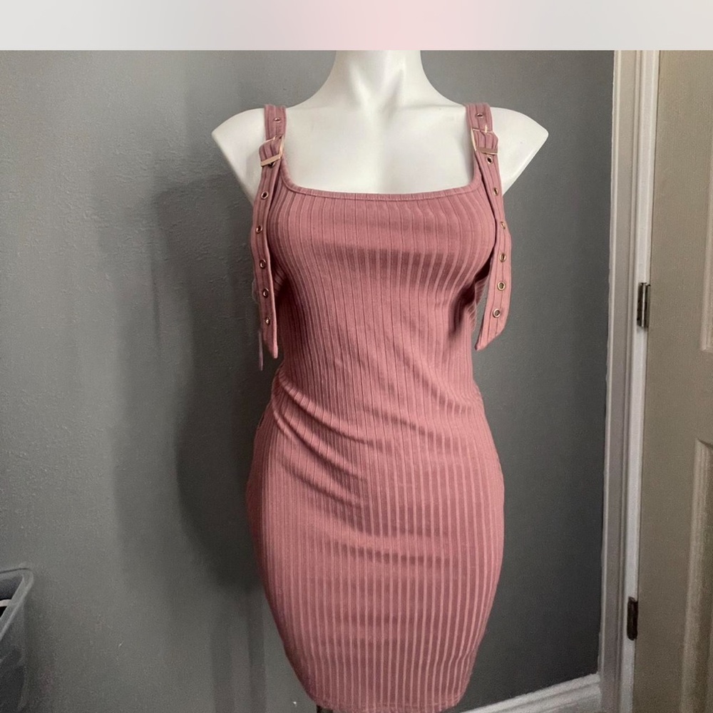 Say What? Dusty Pink Ribbed Mini Dress